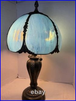 Vintage slag glass table lamp, design draws-inspiration from the Art Nouveau