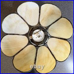 Vntg MCM Tulip Caramel Slag Glass Hanging Lamp Shade 18x11 8 Panels Hardware
