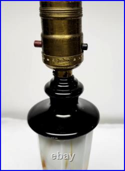 Vtg. 1930's Black and Slag Glass Lamp, Houze Glass Co, working