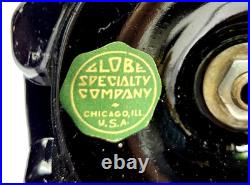 Vtg. 1930's Black and Slag Glass Lamp, Houze Glass Co, working