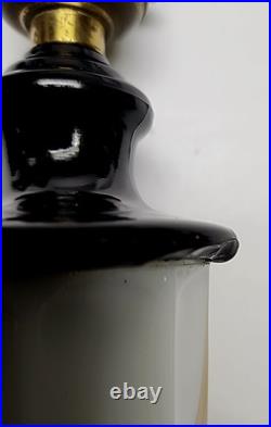 Vtg. 1930's Black and Slag Glass Lamp, Houze Glass Co, working