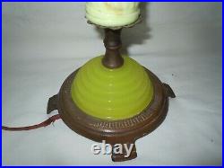 Vtg 21 Art Deco Jadeite Uranium Slag Vaseline Houze Glass Table Lamp Akro Agate
