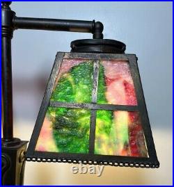 Vtg 2 Arm Slag Glass Dual Shade Lamp Bankers / Students Style Desk Lamp Nouveau Vtg 2 Arm Slag Glass Dual Shade Lamp Bankers / Students Style Desk Lamp Nouveau