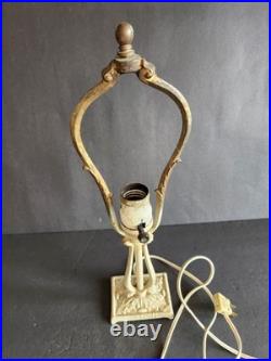 Vtg 6 Panel Marbled Slag Glass Boudoir Lamp Art Nouveau Oasis Cast Metal Works Vtg 6 Panel Marbled Slag Glass Boudoir Lamp Art Nouveau Oasis Cast Metal Works