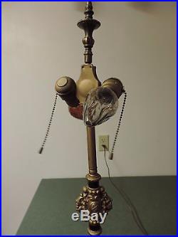 Vtg. Antique Ornate Slag Glass Floor Lamp Jadite Houze Uranium Dated 1925