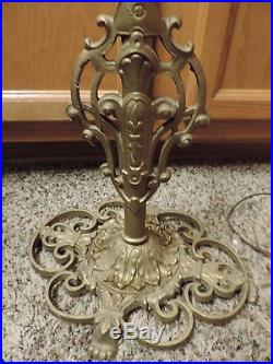 Vtg. Antique Ornate Slag Glass Floor Lamp Jadite Houze Uranium Dated 1925