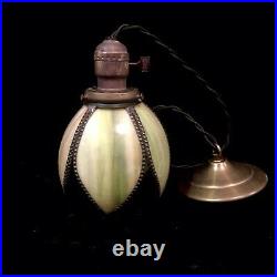 Vtg Antique Small Slag Glass Pendant Hanging Light Lamp Fixture
