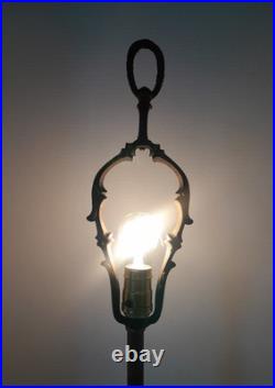 Vtg Art Deco Era Uranium Slag Glass Spacer Orb Polychrome Cast Iron Table Lamp Vtg Art Deco Era Uranium Slag Glass Spacer Orb Polychrome Cast Iron Table Lamp