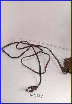 Vtg Art Deco Era Uranium Slag Glass Spacer Orb Polychrome Cast Iron Table Lamp