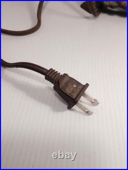 Vtg Art Deco Era Uranium Slag Glass Spacer Orb Polychrome Cast Iron Table Lamp