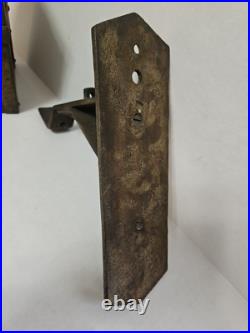 Vtg Arts Crafts Mission Lantern Sconce Slag Glass Brass Hanging Bracket Light