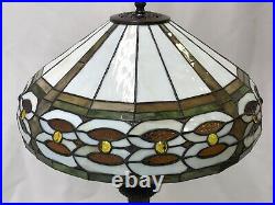 Vtg Arts & Crafts Mission Stained Slag Glass Lamp Shade Large 16 Tiffany Style