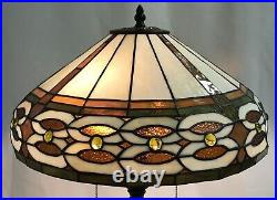 Vtg Arts & Crafts Mission Stained Slag Glass Lamp Shade Large 16 Tiffany Style