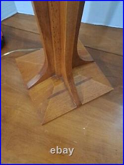 Vtg Dale Tiffany Arts & Crafts Mission Slag Table Lamp 28 Wood Stained Glass Vtg Dale Tiffany Arts & Crafts Mission Slag Table Lamp 28 Wood Stained Glass