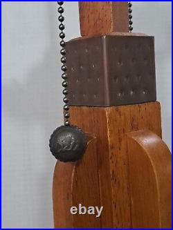 Vtg Dale Tiffany Arts & Crafts Mission Slag Table Lamp 28 Wood Stained Glass Vtg Dale Tiffany Arts & Crafts Mission Slag Table Lamp 28 Wood Stained Glass