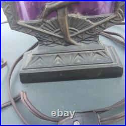 Vtg Frankart Style Billings Bronze Art Deco Nude Lady Nymph Slag Glass Lamp