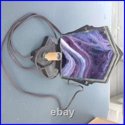 Vtg Frankart Style Billings Bronze Art Deco Nude Lady Nymph Slag Glass Lamp