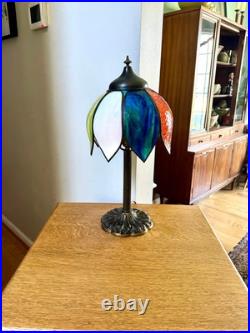 Vtg Miller 952 Slag Glass Lamp Ornate Miller Base with Multicolor Slag Glass