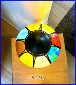 Vtg Miller 952 Slag Glass Lamp Ornate Miller Base with Multicolor Slag Glass