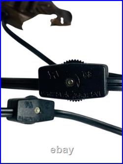 Vtg Pair Floral Slag Glass Pond Lily Tiffany Style Gooseneck 2 Light Table Lamps