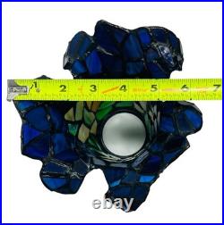 Vtg Pair Floral Slag Glass Pond Lily Tiffany Style Gooseneck 2 Light Table Lamps