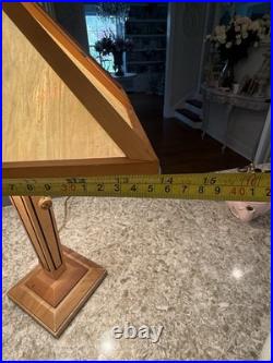 Vtg Slag Glass Shade Dale Tiffany Craftsman Style Table Lamp Wood