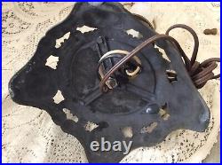 Vtg Slag Stained Glass Ef & Ef Industries Three Way Lamp #539 Bronze Tone Works