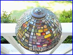 Vtg Stained Slag Glass Lamp Shade 100's MULTI-COLORED pcs. Leaded One of a Kind