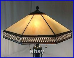 Vtg Stained Slag Glass Lamp Shade Arts & Crafts Mission Deco Tiffany Style 18