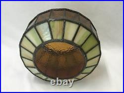 Vtg Stained Slag Glass Lamp Shade Ceiling Flush Mount Mid Century 60s 70s 6 Fit