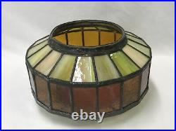 Vtg Stained Slag Glass Lamp Shade Ceiling Flush Mount Mid Century 60s 70s 6 Fit