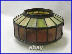 Vtg Stained Slag Glass Lamp Shade Ceiling Flush Mount Mid Century 60s 70s 6 Fit