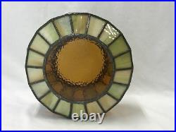 Vtg Stained Slag Glass Lamp Shade Ceiling Flush Mount Mid Century 60s 70s 6 Fit