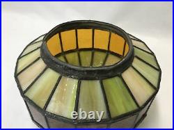 Vtg Stained Slag Glass Lamp Shade Ceiling Flush Mount Mid Century 60s 70s 6 Fit