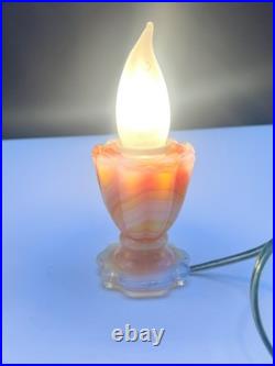 Vtg swirled slag glass lamp''GLOWS'