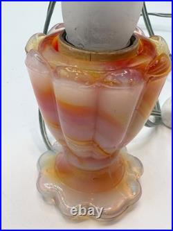 Vtg swirled slag glass lamp''GLOWS'
