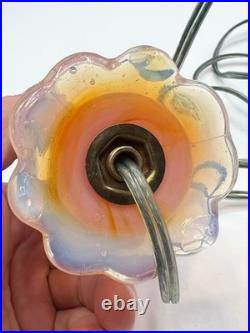 Vtg swirled slag glass lamp''GLOWS'