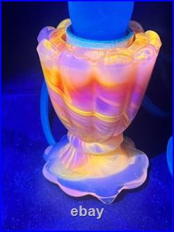 Vtg swirled slag glass lamp''GLOWS'