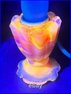 Vtg swirled slag glass lamp''GLOWS'