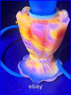 Vtg swirled slag glass lamp''GLOWS'