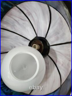 White & Blue Slag Glass Pendant Silhouette Lamp French Egyptian Revival Motif