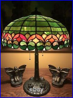 Wilkinson Leaded Slag Glass Arts Crafts Antique Lamp Handel Bradley Hubbard Era