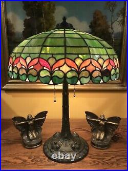 Wilkinson Leaded Slag Glass Arts Crafts Antique Lamp Handel Bradley Hubbard Era
