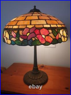 Wilkinson Leaded Slag Stained Glass Floral Lamp Handel Duffner Tiffany Era