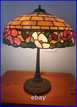 Wilkinson Leaded Slag Stained Glass Floral Lamp Handel Duffner Tiffany Era