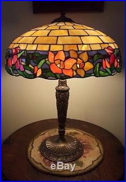Wilkinson Leaded Slag Stained Glass Handel Duffner Tiffany Era Lamp