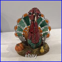 Wired Stained Slag Glass Thanksgiving Holiday Turkey Light Lamp Copper Wings 9' Wired Stained Slag Glass Thanksgiving Holiday Turkey Light Lamp Copper Wings 9'